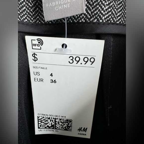 NWT H&M Pencil Skirt Women 4 Black Gray Knee Length Office Career Academia - Picture 12 of 13